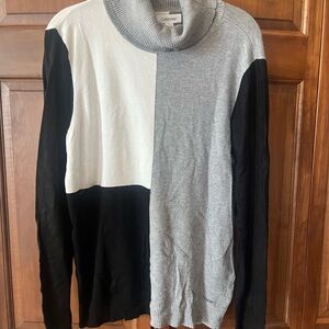 Calvin Klein Women’s Colorblock Sweater - Black, Gray, and White